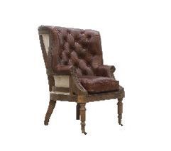 McLaren's Antiques & Interiors - Leather Wingback Chair Brown
