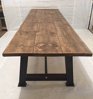metal frame table reclaimed wood furniture