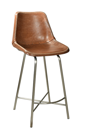 McLaren's Antiques & Interiors - Brown Leather Bar Chair