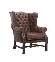 McLaren's Antiques & Interiors - Leather Wingback Chair Brown
