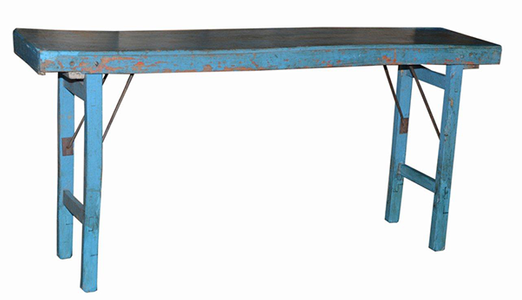 blue folding console table industrial table
