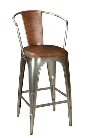 McLaren's Antiques & Interiors - Iron Leather Bar Chair