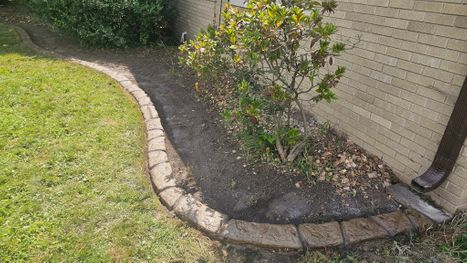 Alt title: Stone Border landscape edging beside home foundation