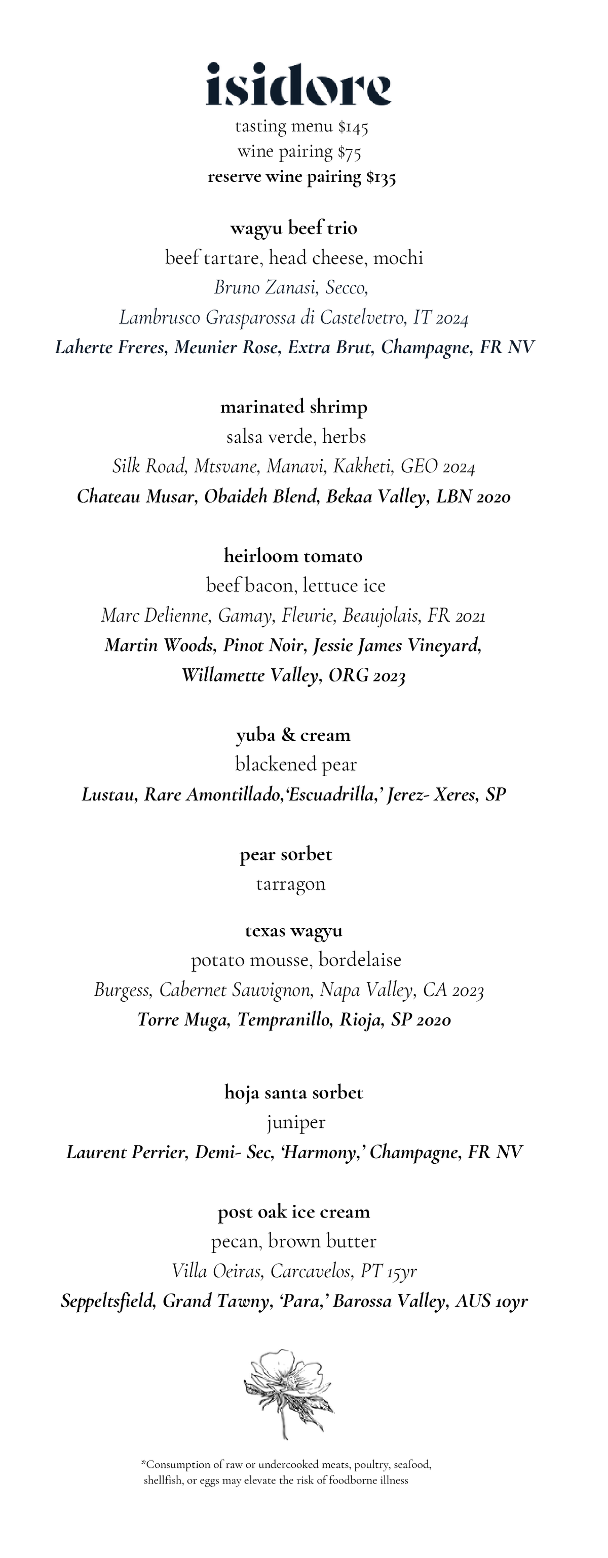 Isidore Tasting Menu 9.19.26