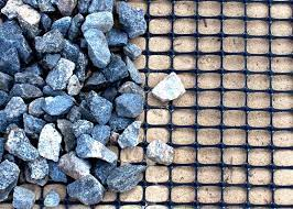 Geogrid as base for soil, stone or othe material.