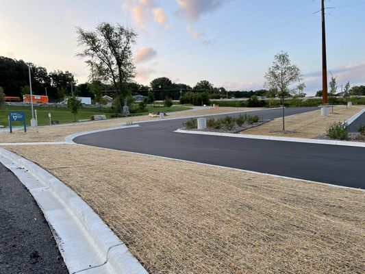 Straw Blanket Soil Protection in Parking Lot