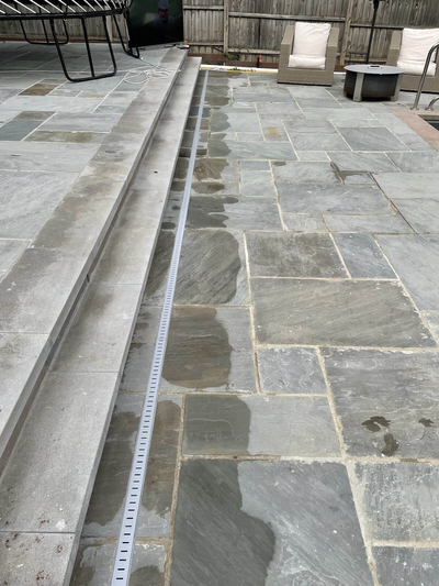 Installation Of Linear Drain System In Bluestone Patio Installation Of Linear Drain System In Bluestone Patio