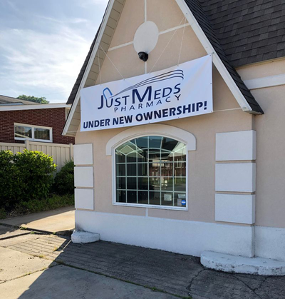 Just Meds New Ownership Sign