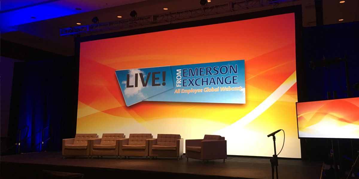 Large Projection Screen as a backdrop on an empty conference stage