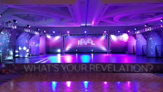 Stage with Pink and Purple Lighting at Hilton Long Beach