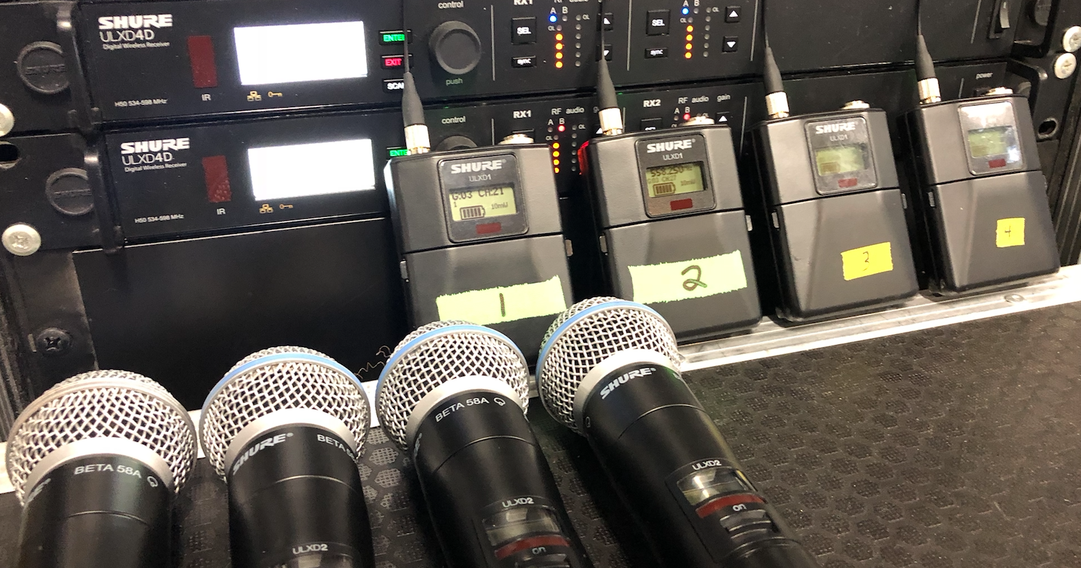 Close up of Shure Audio Equipment 