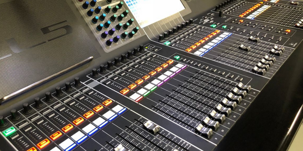 Close up of audio mixer