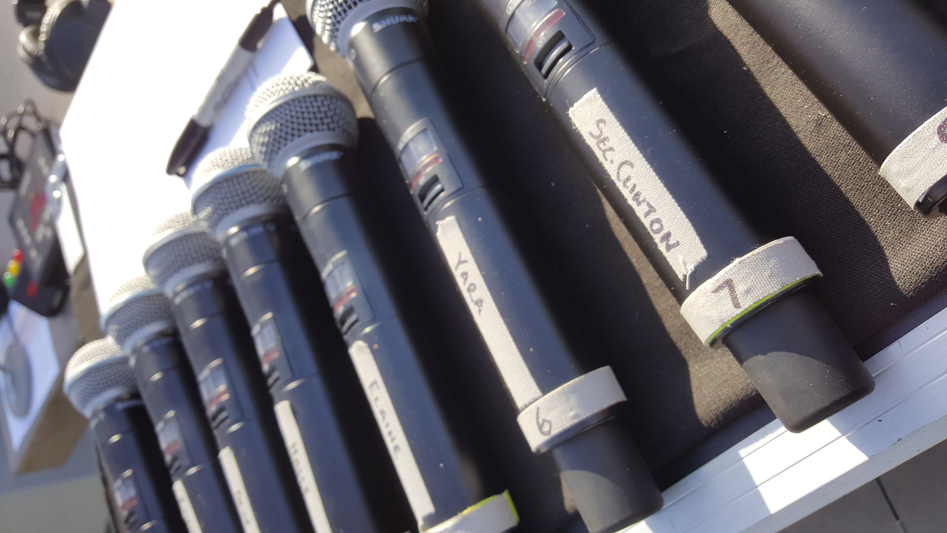 Close up of Shure Wireless Microphones