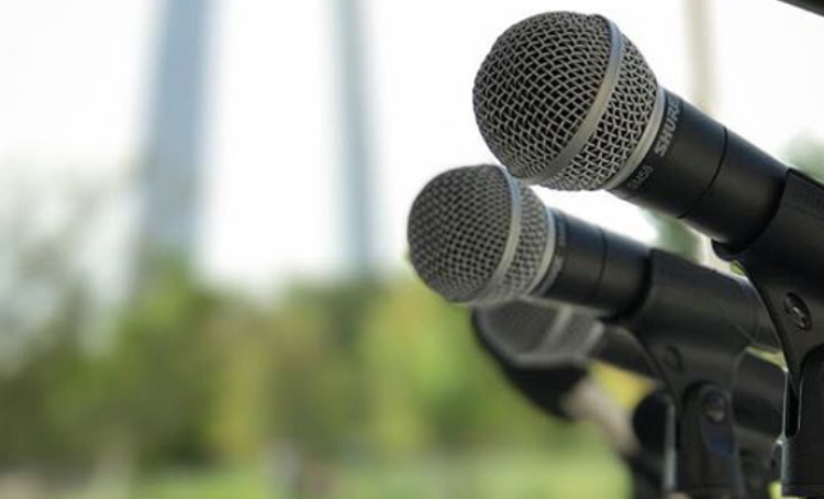 Close up of Microphones at Outdoor Concert