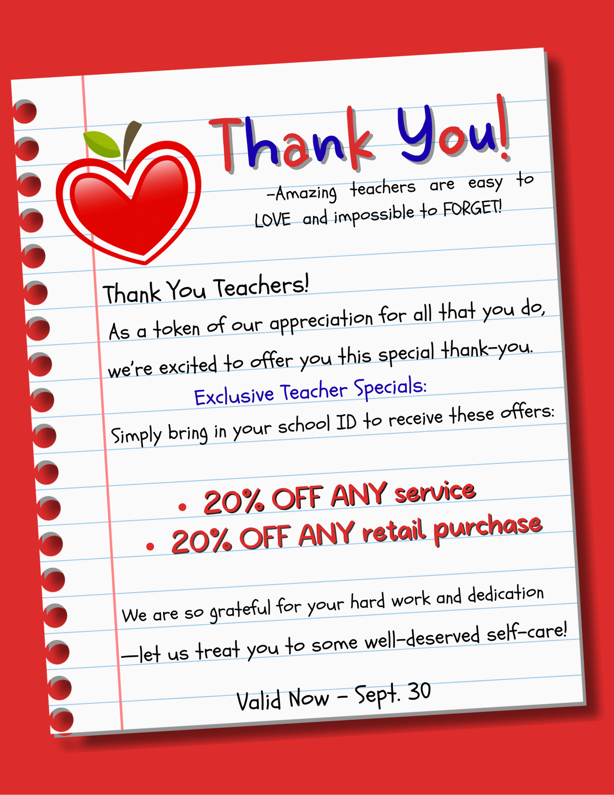  Thank You Teachers Specials 