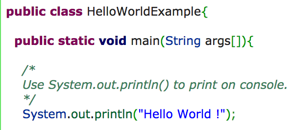 Example of Java code