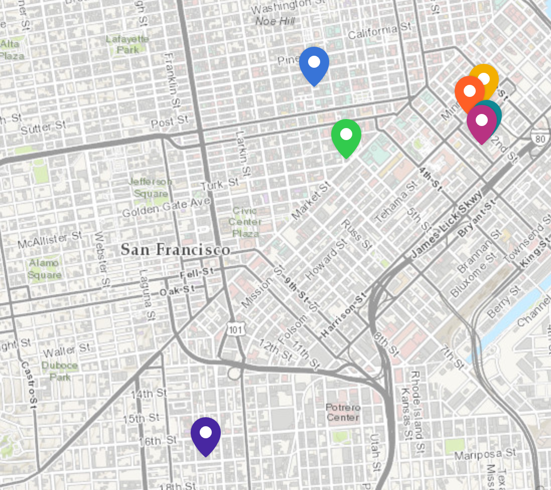 A map of Coding Bootcamps in San Francisco. San Francisco Coding Bootcamps