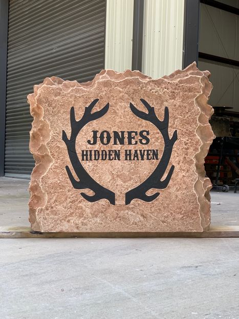 Custom crafted boulder Ranch Landmark