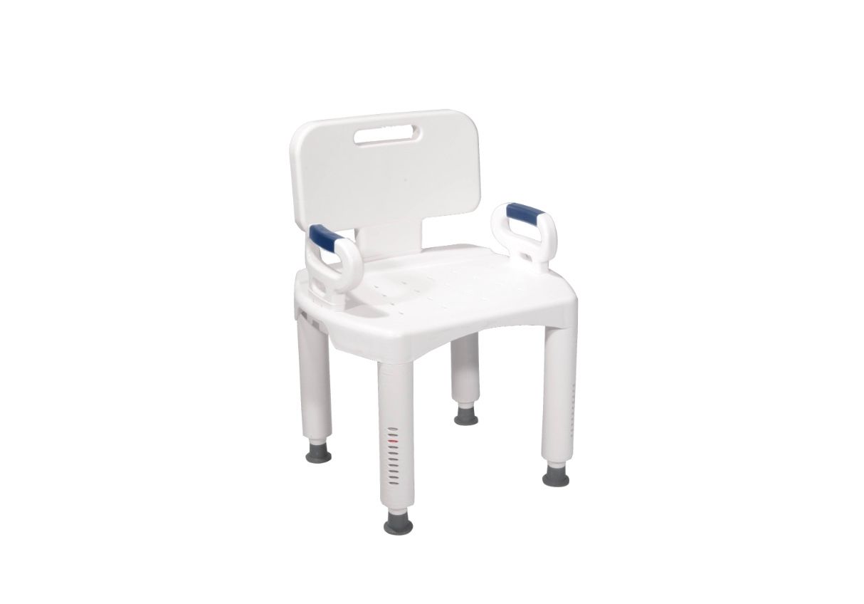 McKesson Plastic Bath Bench with Removable BACK, 21.25 inch Seat Width, 350 lbs Weight Capacity, 1 CT, White