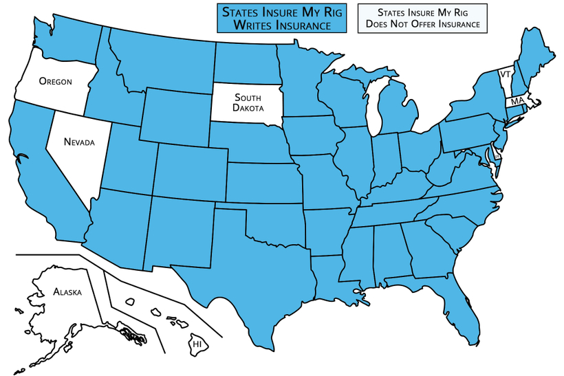 Insure My Rig Coverage Area for Insurance