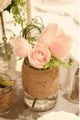 Wrapped mason jars for floral arrangements wrapped mason jars event decor
