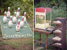 Enjoy outdoor bowling and popcorn for outdoor summer fun. event planning - bowling and popcorn