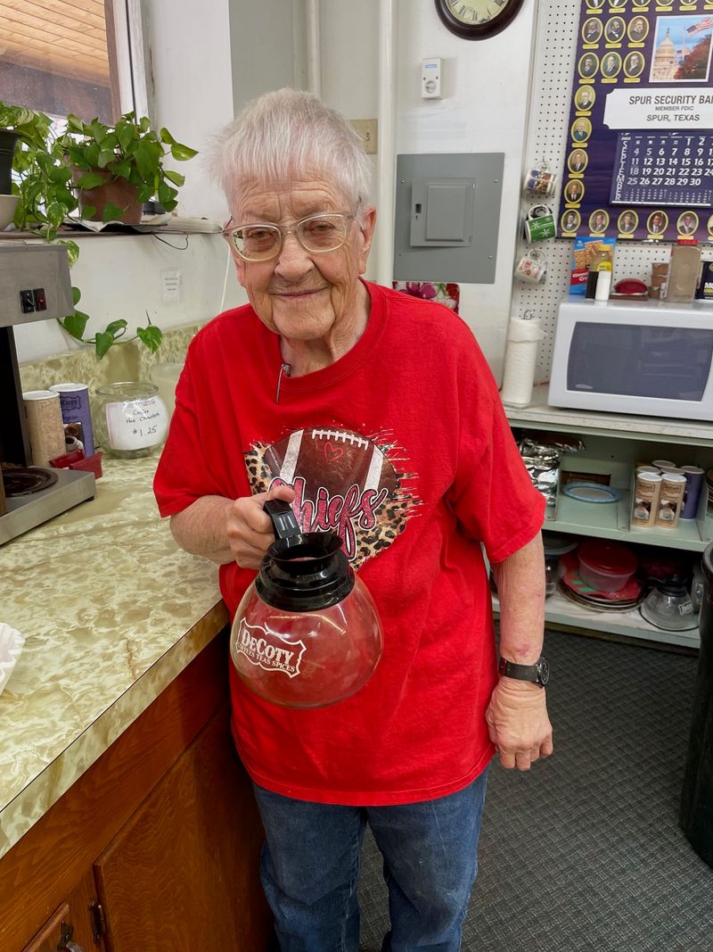 Linda with coffee pot