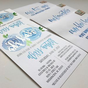 Blue Rose Watercolor Metallic Silver Baby Shower Invititation.JPG