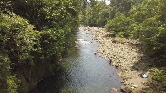 drone view of costa rican river