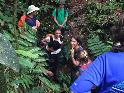 family on ecotour in Costa Rican rainforest