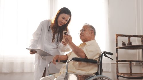 Pharmacist with elderly