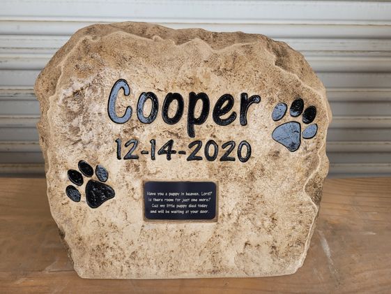 Engraved Dog Memorial Stone with Plaque