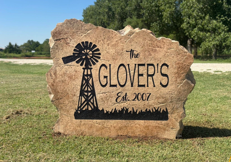 Custom Family Name Windmill Boulder Address Stone The Glovers Est 2007