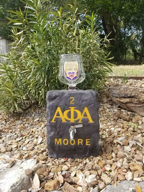 Custom engraved Greek letter boulder drink dispenser by Boulder Designs
