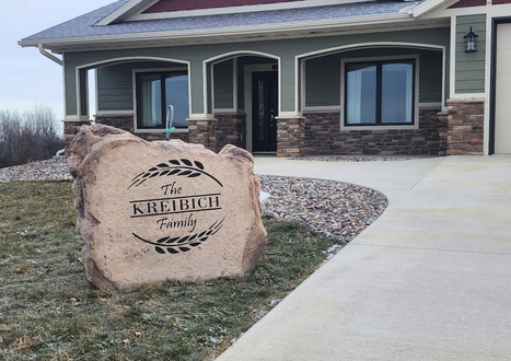 Personalized Kreibich Family Engraved Landscape Boulder Home Entrance Marker