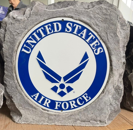 US Air Force Military Seal Decorative Boulder Sign for Home or Memorial Display