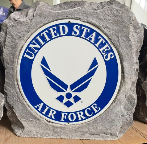 US Air Force Military Seal Decorative Boulder Sign for Home or Memorial Display