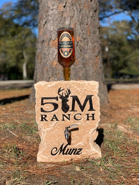 Custom engraved ranch boulder drink dispenser by Boulder Designs