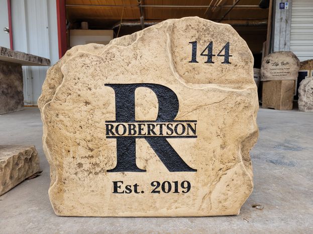 Engraved Address Boulder with Family Name