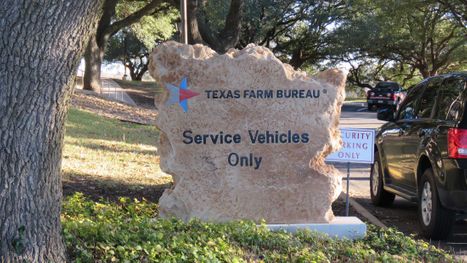 Custom engraved and etched stone commercial service vehicles parking monument sign