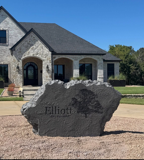 Personalized Gray Boulder Address Sign with Name and Street Number for Home Exterior