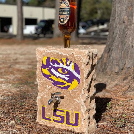 Custom engraved LSU boulder drink dispenser handcrafted