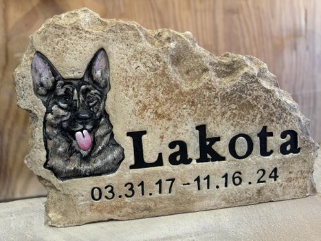 Custom Engraved Pet Memorial Stone with Portrait