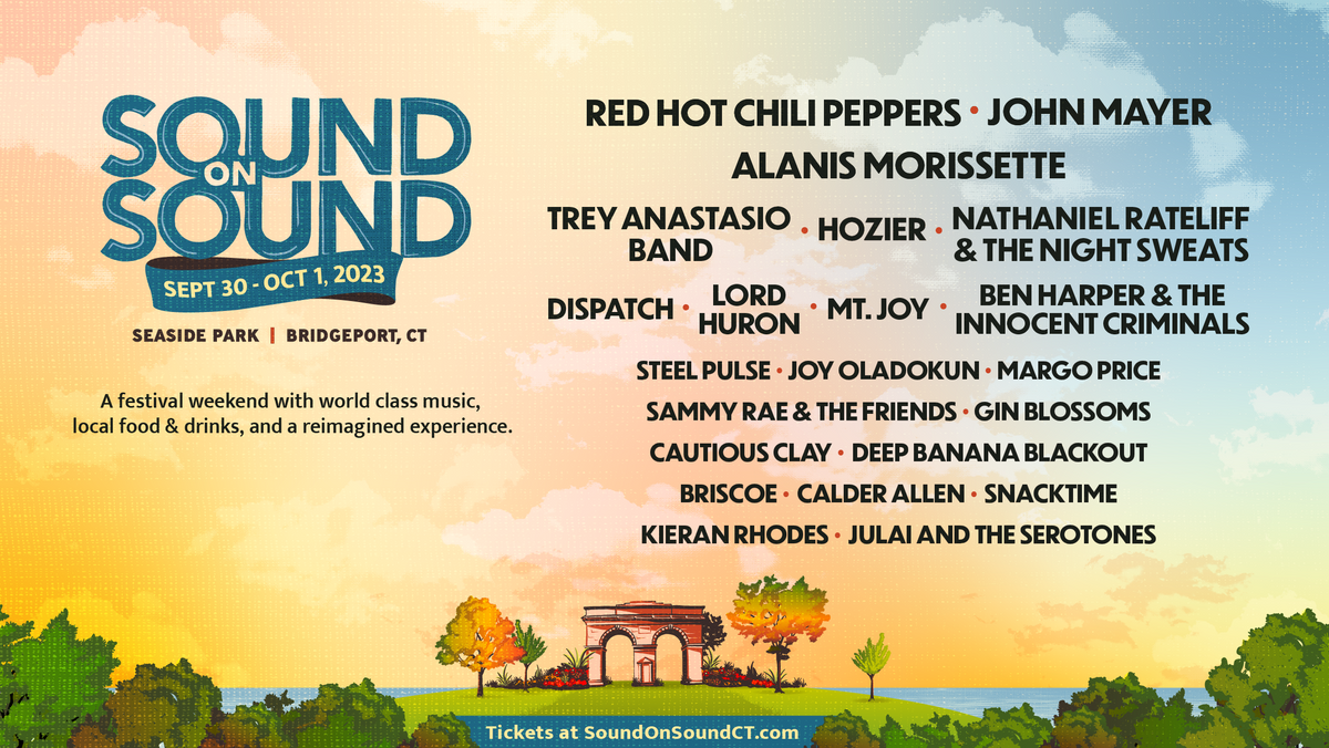 Sound on Sound Festival 2023 Lineup: Red Hot Chili Peppers, John Mayer, Alanis Morissette, Trey Anastasio Band, Hozier, Nathaniel Rateliff & the Night Sweats, Dispatch, Lord Huron, Mt. Joy, Ben Harper & the Innocent Criminals, Steel Pulse, Joy Oladokun, Margo Price, Sammy Rae & the Friends, Gin Blossoms, Cautious Clay, Deep Banana Blackout, Briscoe, Calder Allen, Snacktime, Kieran Rhodes, Julai and the Serotones ComfxUB0.png
