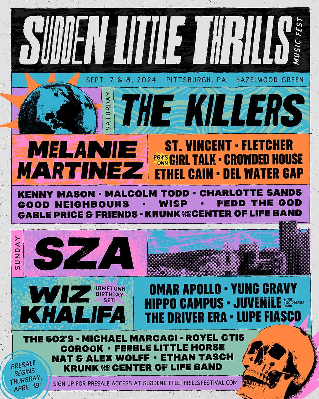 Sudden Little Thrills 2024 Lineup: The Killers, SZA, Melanie Martinez, Wiz Khalifa, St. Vincent, Fletcher, Girl Talk, Crowded House, Ethel Cain, Del Water Gap, Omar Apollo, Yung Gravy, Hippo Campus, Juvenile, The Driver Era, Lupe Fiasco, and more