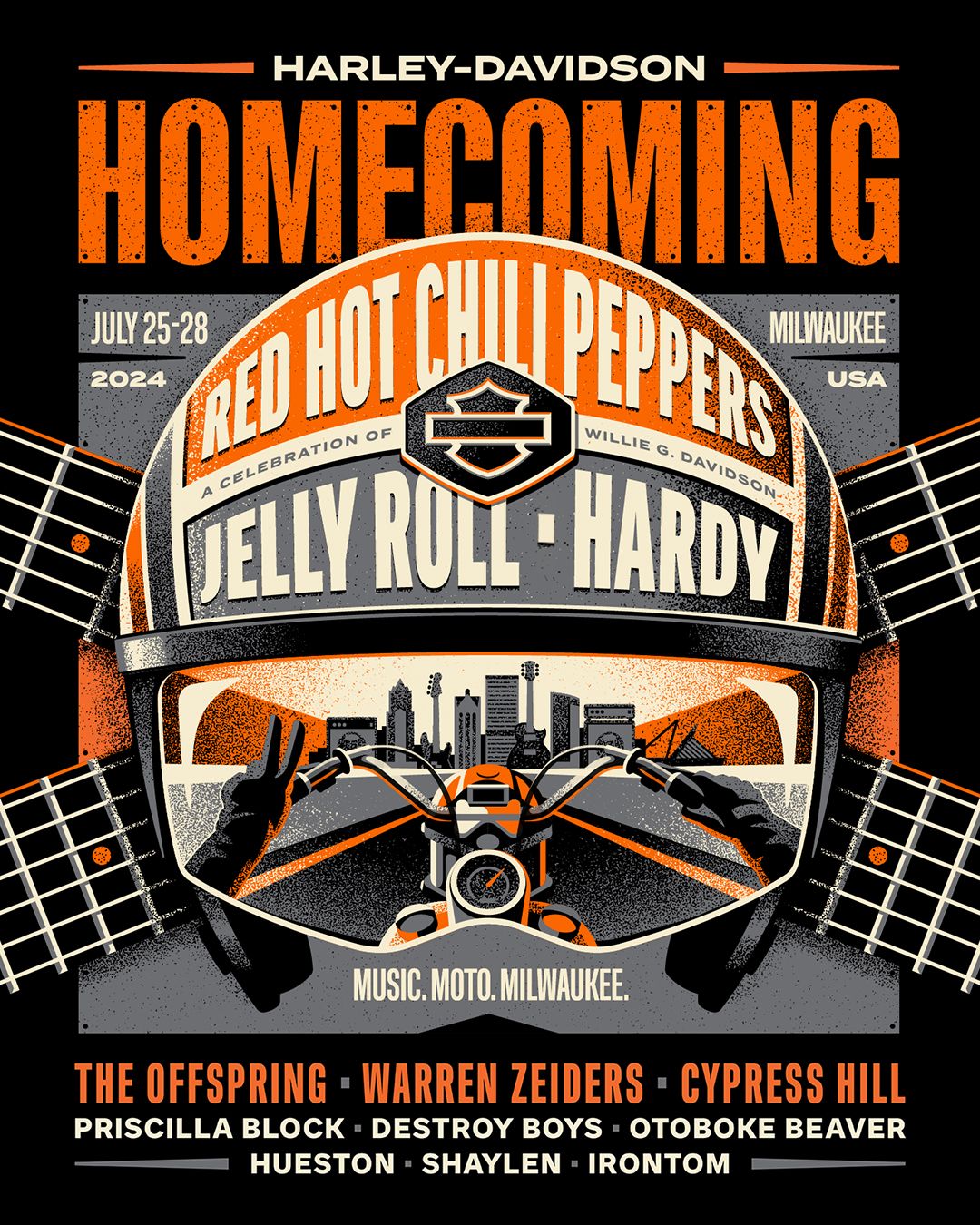 Harley-Davidson Homecoming 2024 Lineup: Red Hot Chili Peppers, Jelly Roll, HARDY, The Offspring, Warren Zeiders, Cypress Hill, Priscilla Block, Destroy Boys, Otoboke Beaver, Hueston, Shaylen, Irontom