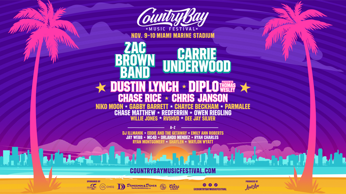 Country Bay Music Festival 2024 Lineup: Zac Brown Band, Carrie Underwood, Dustin Lynch, Diplo, Chase Rice, Chris Janson, Niko Moon, Gabby Barrett, Chayce Beckham, Parmalee, Chase Matthew, Redferrin, Owen Riesling, Willie Jones, RVSHVD, Dee Jay Silver, and 
