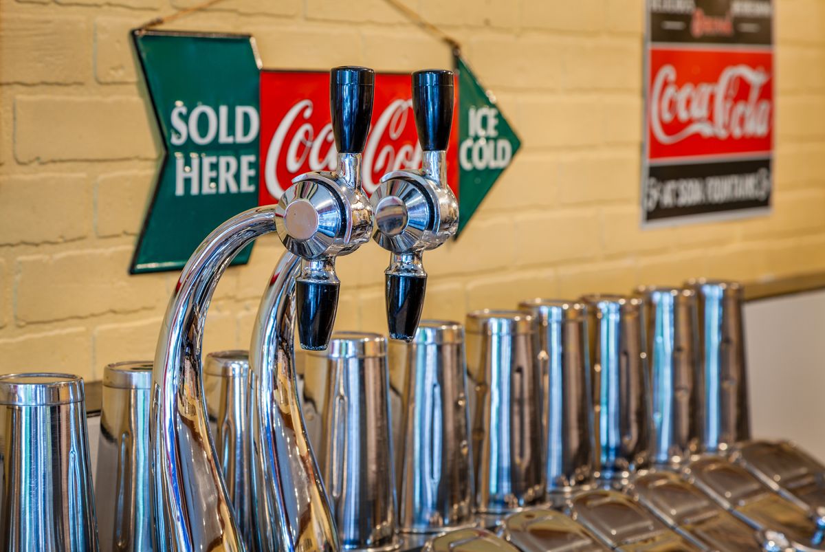Our old fashioned soda fountain offers a variety of goods, including ice cream, candy, floats, phosphates, shakes, malts, sundaes and more! Soda Fountain