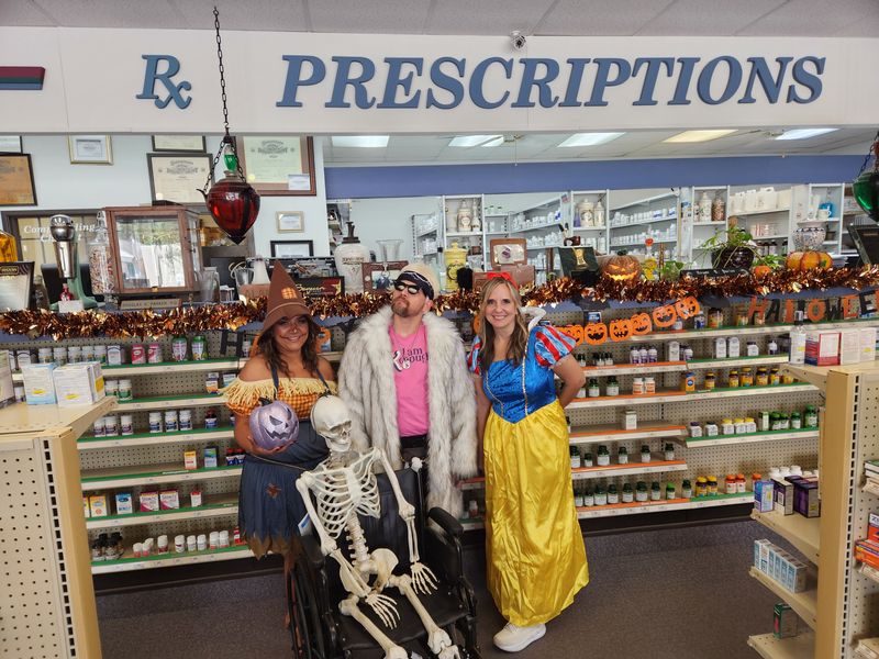 Parker's City Pharmacy staff on halloween Parker's City Pharmacy