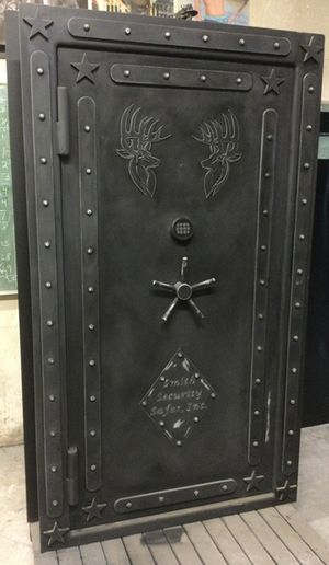 Black Deer Head engraved Steampunk Vault Door